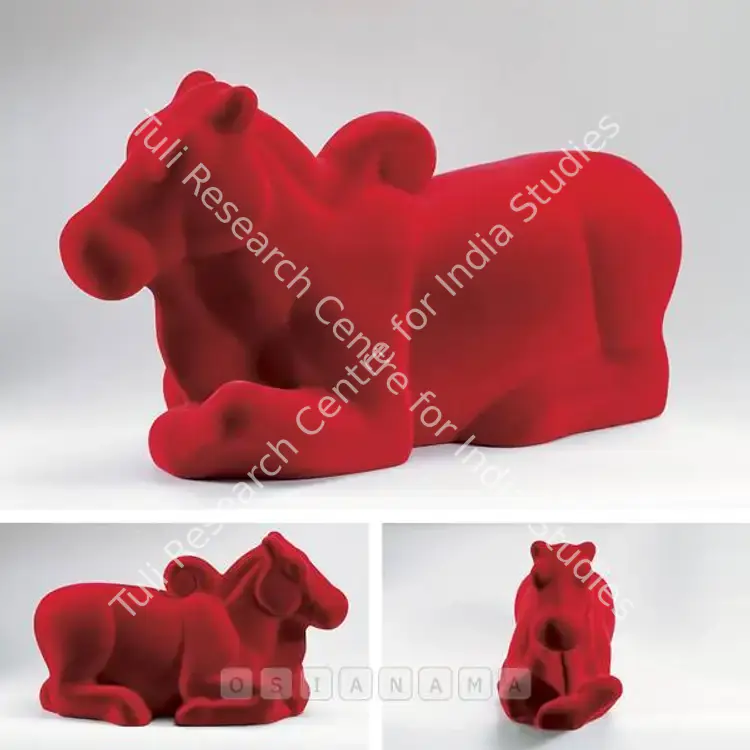 G., Arunkumar H. (Artist). Nandi In Red. Velvet on fiberglass, 2007 | Sculpture | FineArts | 00576491