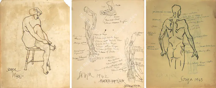 Souza, F.N. (Artist). Nude. Pen, ink and pencil on paper, 1940 | Drawing | FineArts | 0022571