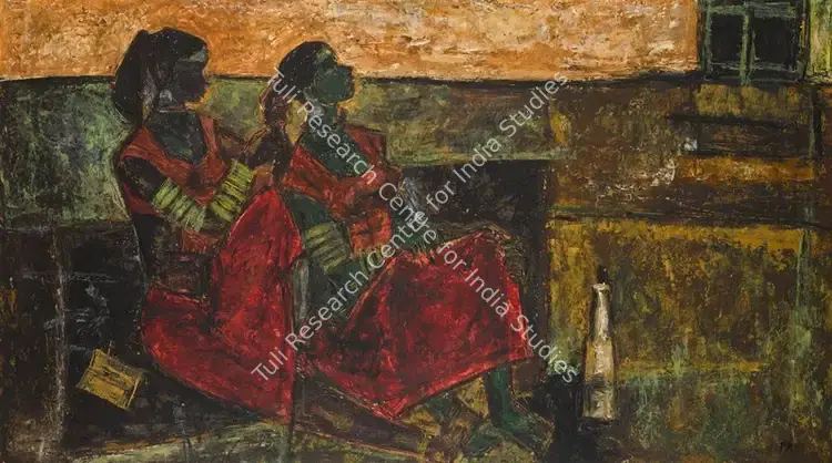 Prabha, B. (Artist). Untitled (Two Ladies). Oil on board, 1957 | Painting | FineArts | 00596133