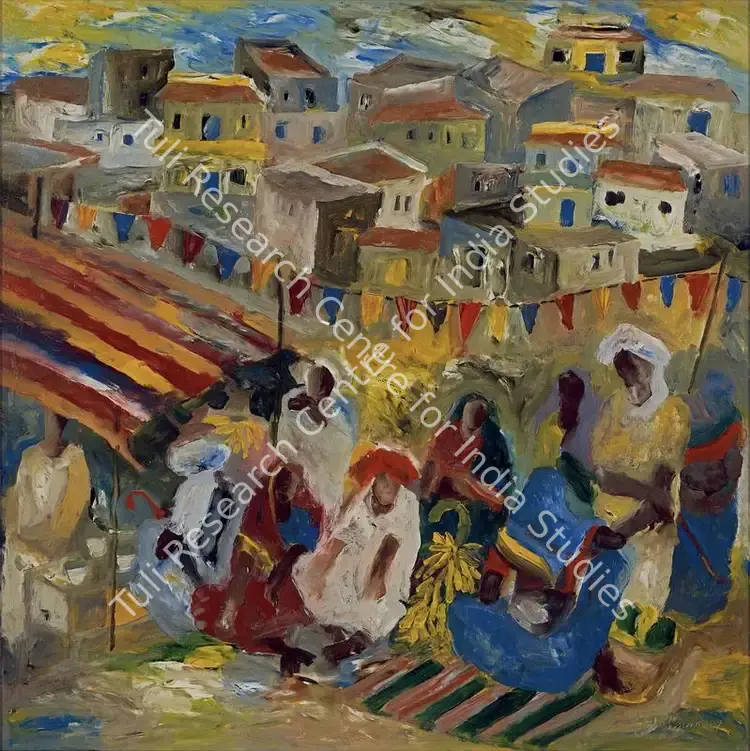 Mani, J. M. S. (Artist). Village Scene. Acrylic on acrylic, 1989 | Painting | FineArts | 00416340