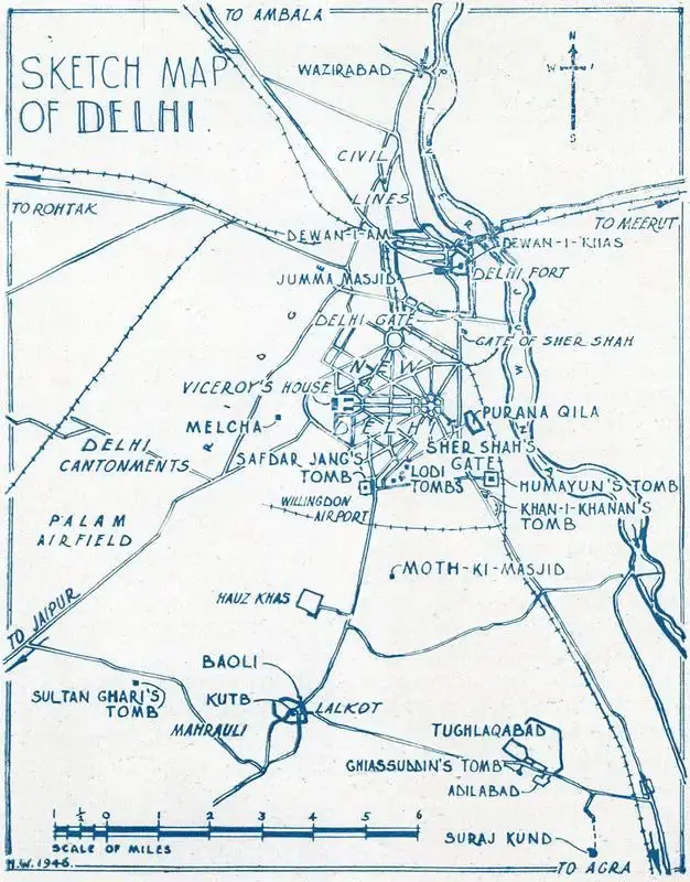 Unknown (Cartographer). Old Delhi. n.d. | Map, Marg, January 1947 | ArcHeritage | 00535920