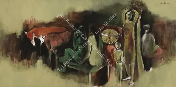 Das, Arup (Artist). Untitled (Villagers at Rest). Oil on canvas, 1964 | Painting | EconomicsArt | 00872775