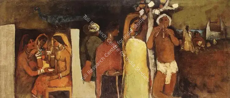 Das, Arup (Artist). The Village Idyll. Oil on canvas, c.1970 | Painting | FineArts | 00375910
