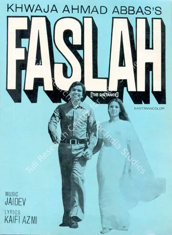 Abbas, Khwaja Ahmad (Producer), Faslah, 1974 | Song-Synopsis Booklet | CinemaEducation | 00864354