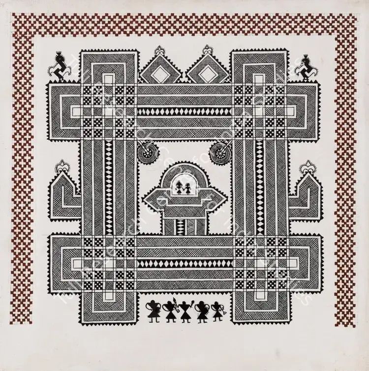 Gademane, Lakshmi (Artist). Untitled (Chittara Art). Acrylic on canvas, n.d. | Painting | FineArts | 00417272