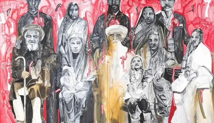 Gupta, Probir (Artist). The Bene Israel Family. Acrylic and iron oxides on canvas, 2006 | Painting | FineArts | 00342978