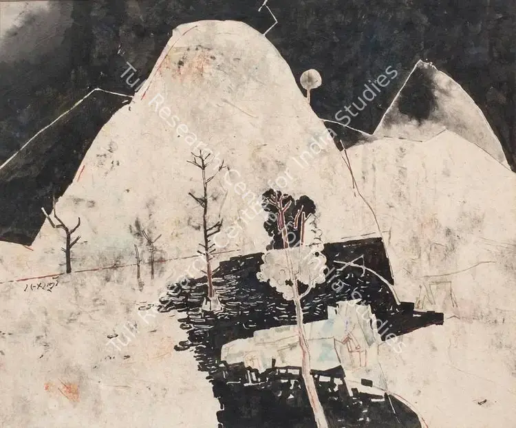 Haloi, Ganesh (Artist). Untitled (Landscape). Mixed media on paper, 1990 | Painting | FineArts | 00338598