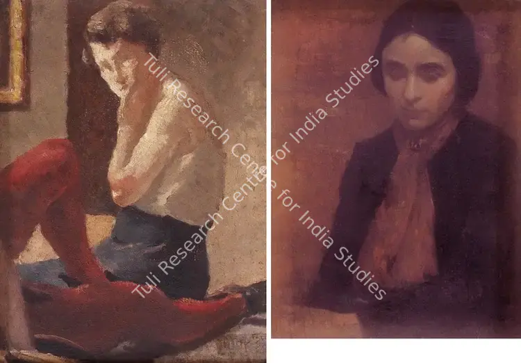 Bose, Atul (Artist). Lady on Bed and Portrait of Woman (Verso). Oil on canvas, c.1958 | Painting | FineArts | 00373005
