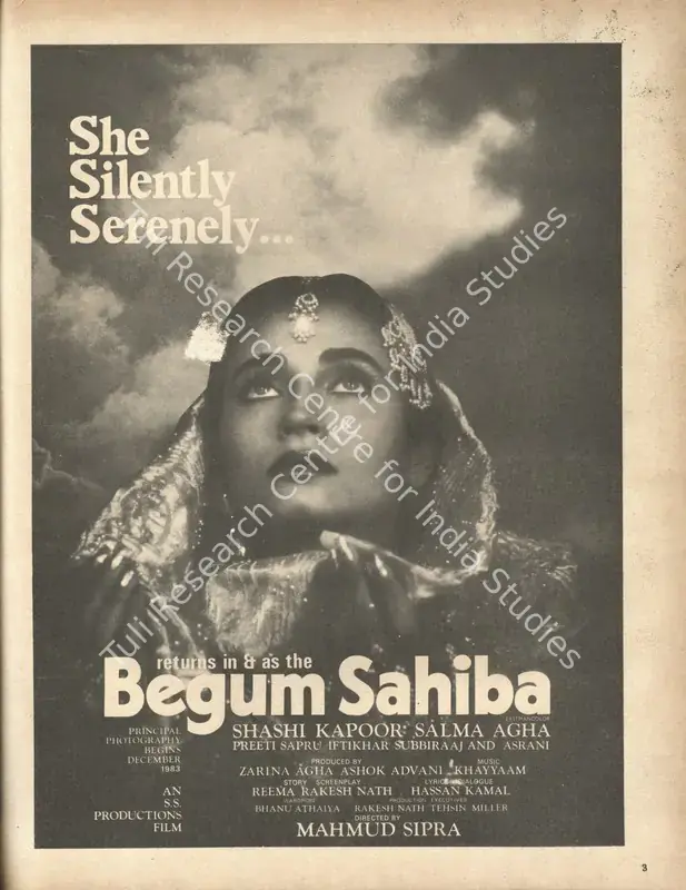 Begum Sahiba, n.d. | Advertisement, Star & Style, 13 October 1983 | CinemaEducation | 00791979