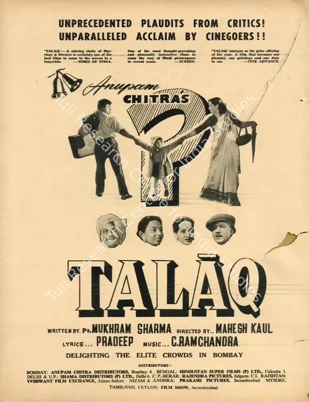 Kaul, Mahesh (Director), Talaq, 1958 | Advertisement, Filmfare, 12 September 1958 | CinemaEducation | 00791249