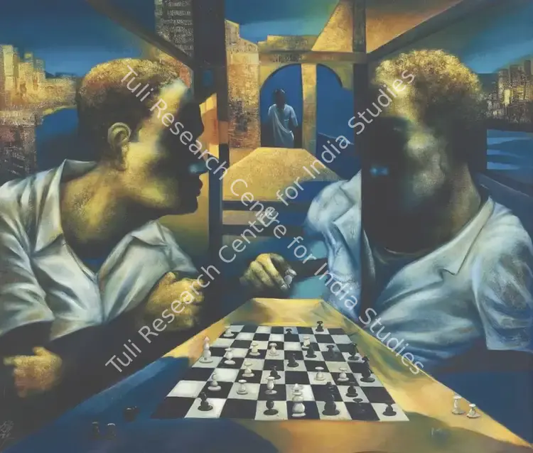 Kumar, Sanjay (Artist). Check Mate. Oil on canvas, n.d. | Painting | FineArts | 00603188