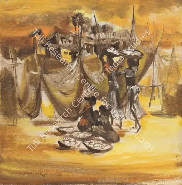 Sivanesan, M. (Artist). Untitled (Fisherwomen). Oil on canvas, framed, 1973 | Painting | EconomicsArt | 00871195