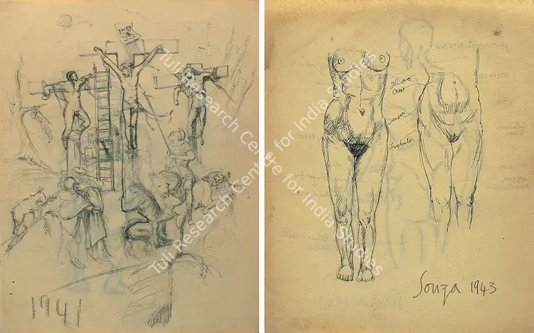 Souza, F.N. (Artist). Crucifixion. Pencil on paper, 1941 | Drawing | FineArts | 00644858