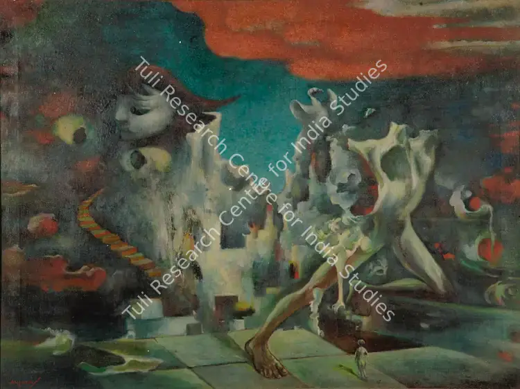 Misra, Hemanta (Artist). Enigma On Conquest. Oil on canvas, 1974 | Painting  | 00880835
