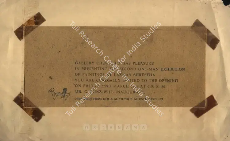 Shreshtha, Laxman (Artist). Laxman Shreshtha - Second One - Man Exhibition of Paintings. Mumbai: Gallery Chemould, 1968 | Solo Exhibition Invitation | FineArts | 00859666
