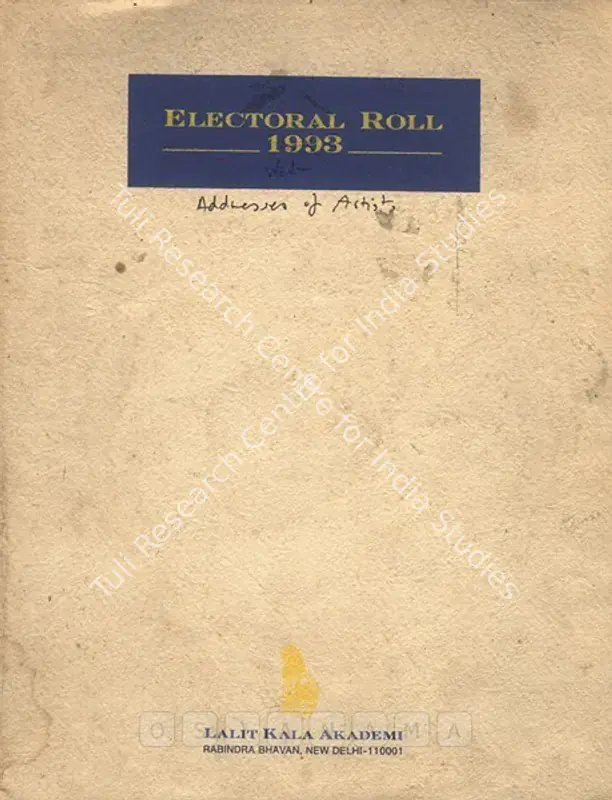 Electoral Roll - Artists' Constituency. New Delhi: Lalit Kala Akademi, 1993 | Edited Book | FineArts | 00846109