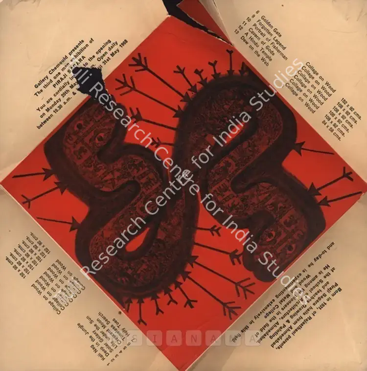 Sagara, Piraji (Artist). Piraji Sagara. Bombay: Gallery Chemould, 1968 | Solo Exhibition Invitation | FineArts | 00859779
