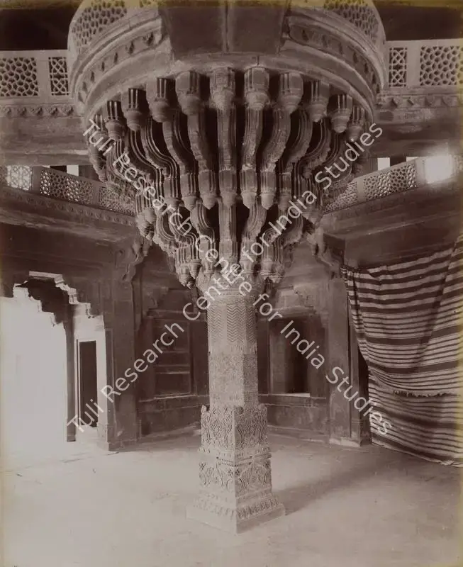 Bourne, Samuel (Photographer). Carved Pillar Interior, Dewan -I- Khas. Fatehpur Sikri - From the album 'India Ceylon and Egypt 1901-1902'. Albumen Print pasted on mount, c.1865-1866 | Antiquarian Photograph | Photography | 00115476