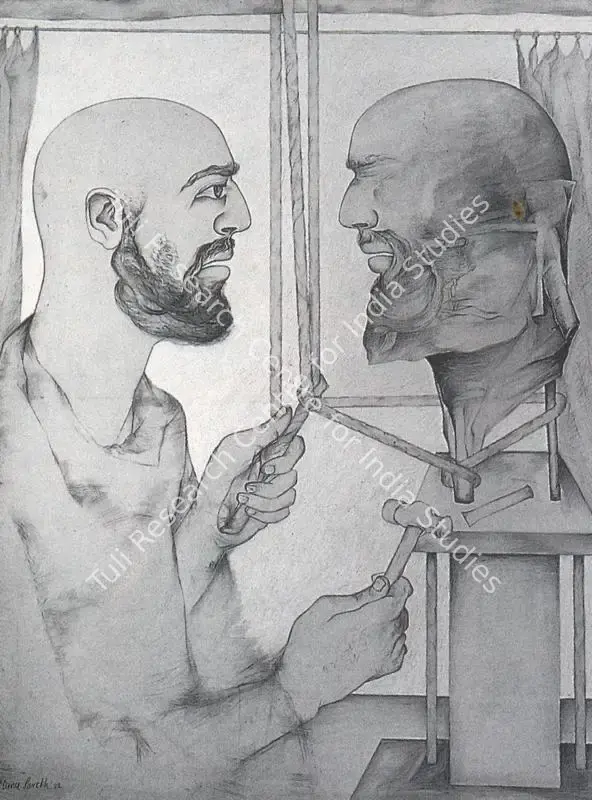 Parekh, Manu (Artist). The Man and his Portrait. Oil on canvas, 1982 | Painting | FineArts | 00371237