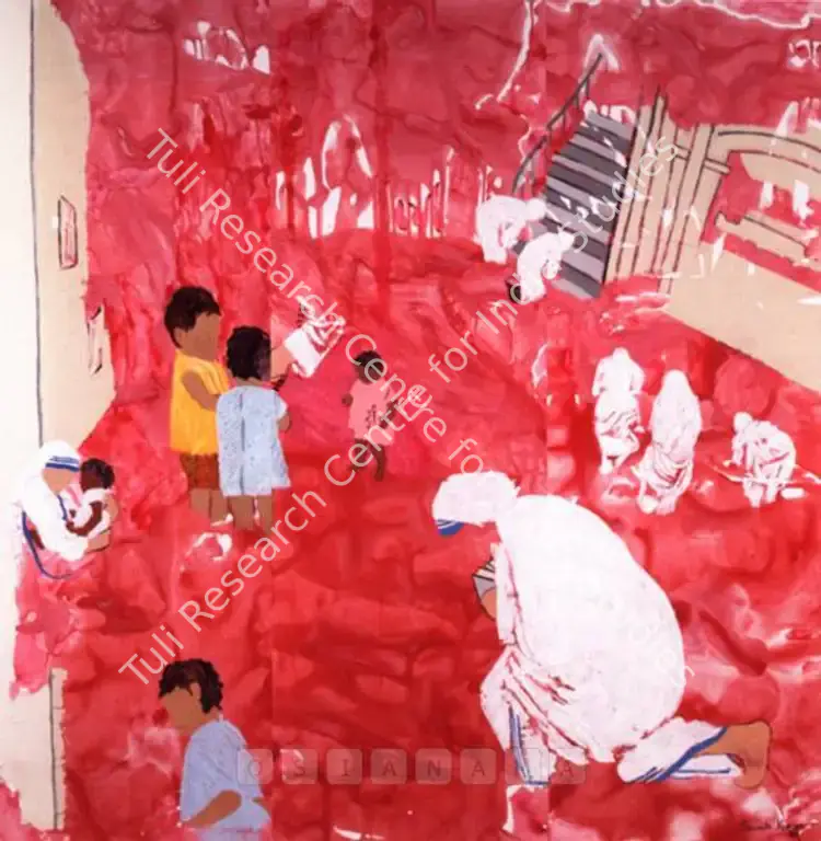 Kumar, Sunita (Artist). Untitled (Mother Theresa) Triptych. Acrylic on canvas, 2007 | Painting | FineArts | 00756062