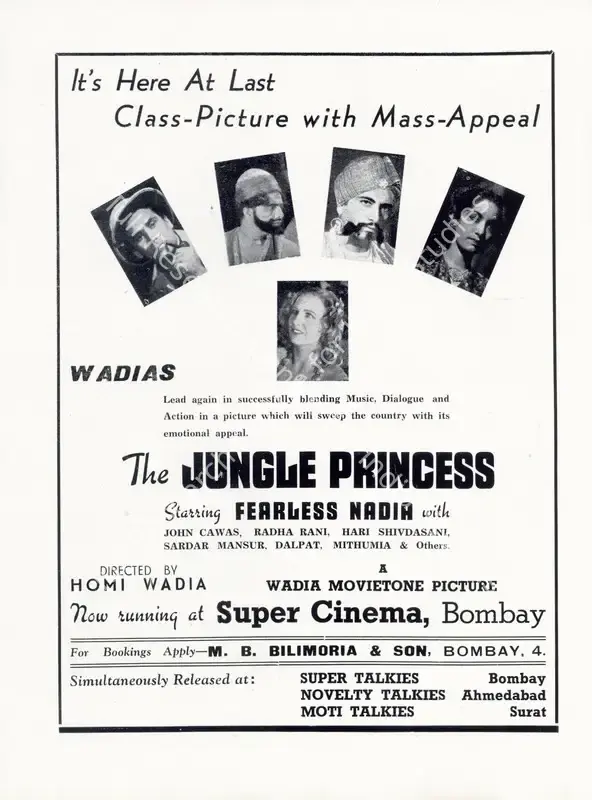 Wadia, Homi (Director), Jungle Princess, 1942 | Advertisement, Filmindia, March 1942 | CinemaEducation | 00858445