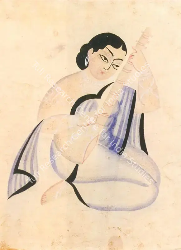 Kalighat School (Artist). Woman Playing the Sitar. Gouache on paper, early 20th century | Painting  | 00877760