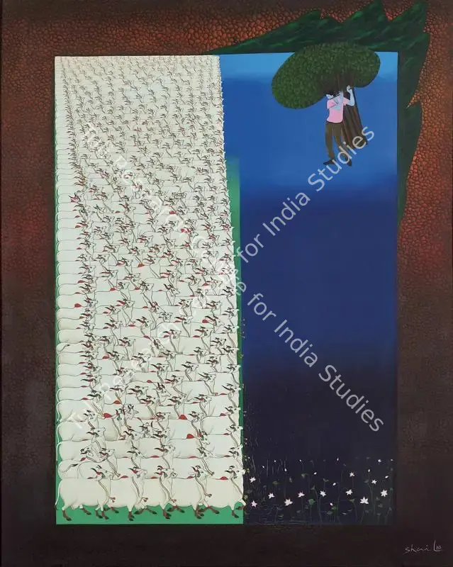 Choyal, Shail (Artist). Jadui Bansuri. Oil on canvas, 1988 | Painting | FineArts | 00416332