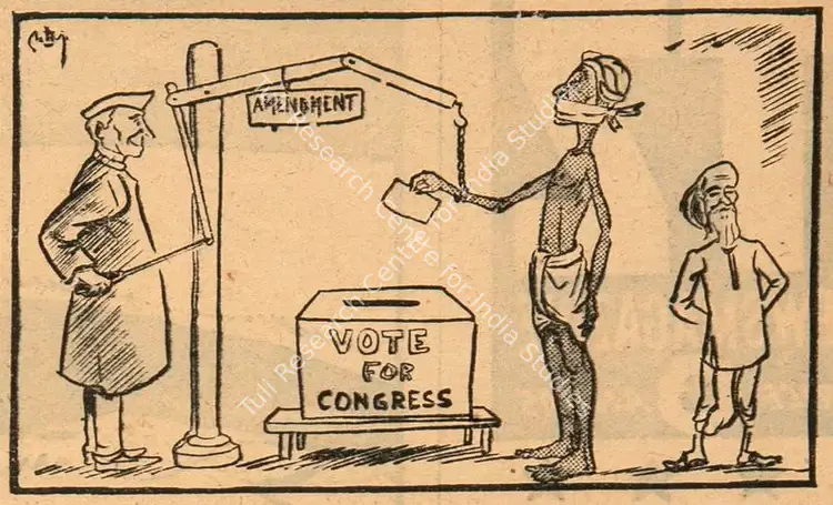 Chatterjee, Basu (Cartoonist). Vote for Congress. 1951 | Cartoons, Blitz, 19 May 1951 | PopCulture | 00794853
