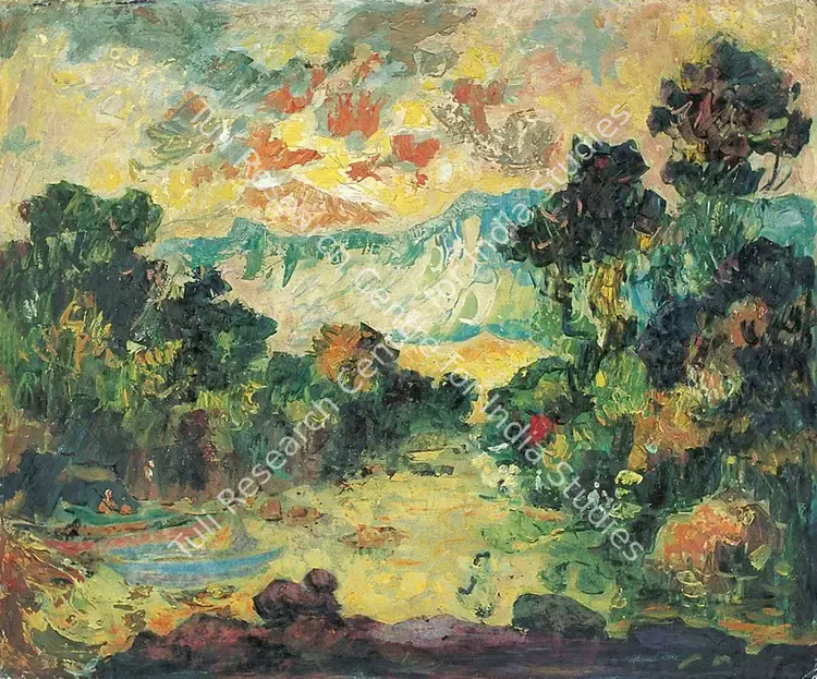 Almelkar, A.A. (Artist). Landscape. Oil on board, c.1947 | Painting | FineArts | 00373315
