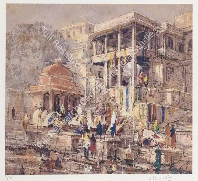 Shirwadhkar, Yashwant (Artist). Banaras-I. Offset print on paper; Edition 63/300, n.d. | Graphic Art | FineArts | 00419262
