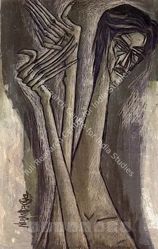 Sadequain (Artist). Hands And Head. oil on canvas scraped with blade, 1960 | Painting | FineArts | 00576560