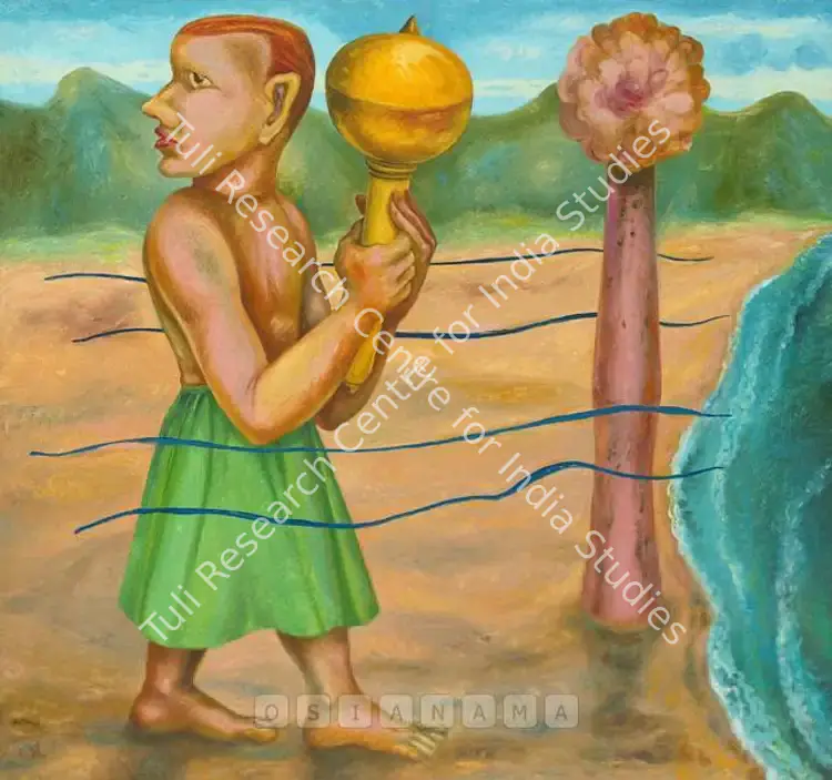 Gopikrishna (Artist). Man With A Club. Oil on canvas, 2000 | Painting | FineArts | 00756895