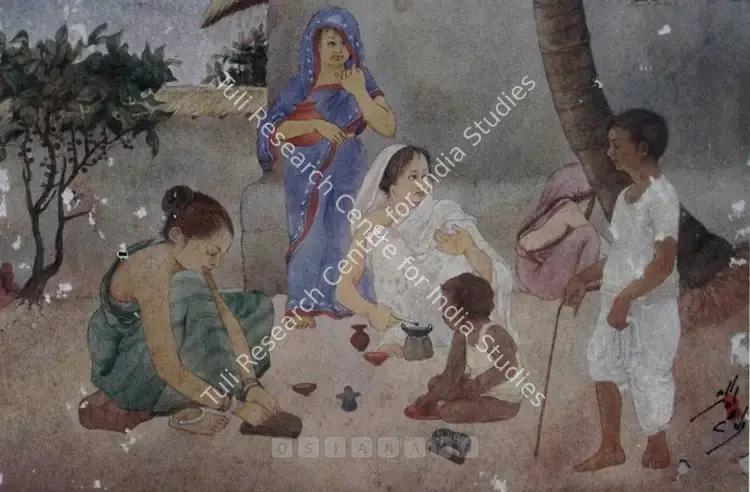 Pal, Pran (Artist). Village Scene. Watercolour on paper, n.d. | Painting  | 00880914
