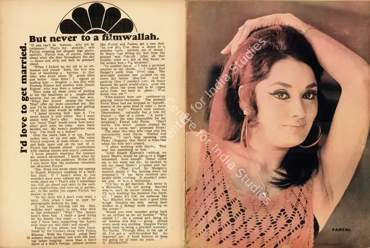 Bharathi, N. (Interviewer). I'd love to get married. But never to a filmwallah. In <i>Sunday.</i> p. 20. Calcutta: Ananda Bazar Patrika, 05 August 1973 | Conversation | CinemaEducation | 00802286