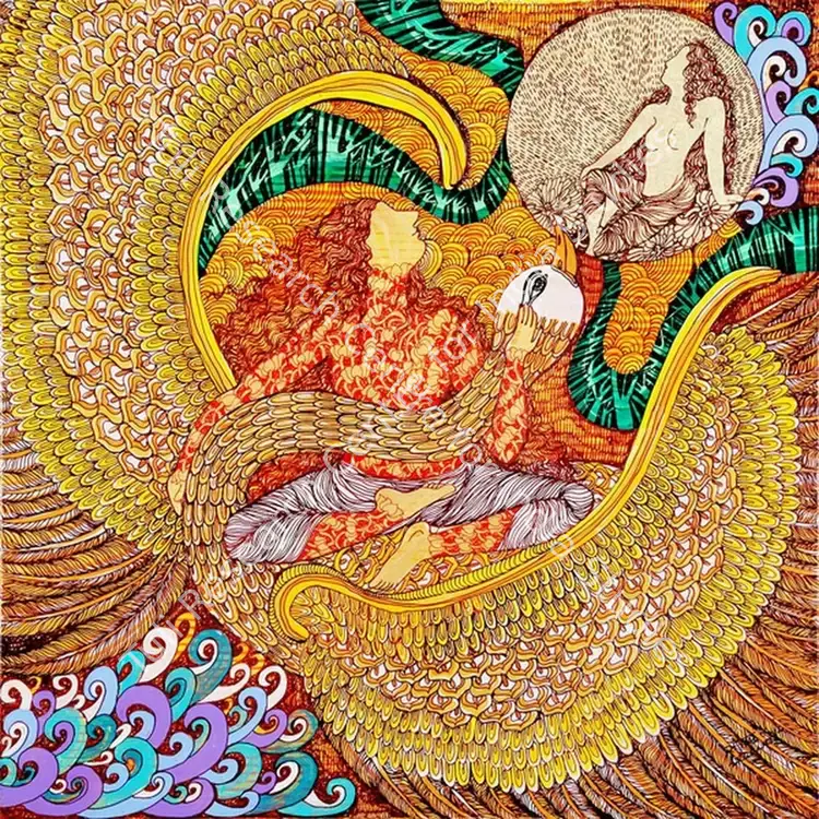 Kohli, Seema (Artist). The golden womb series. Mix media on canvas with 24 k gold and silver leaf, 2014 | Painting | FineArts | 00647185