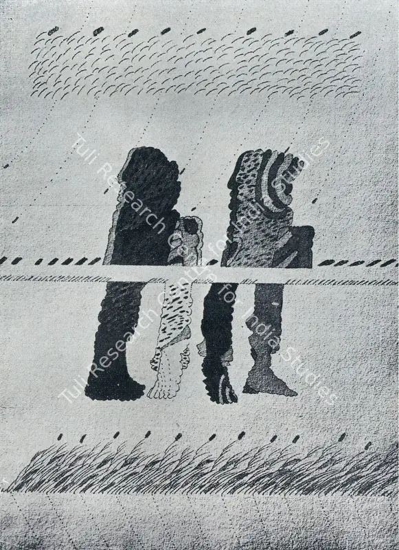 Das, Amitava (Artist). Man in the Field. Pencil and ink, 1976 | Pictorial Space, 1978 | Drawing | FineArts | 00149549
