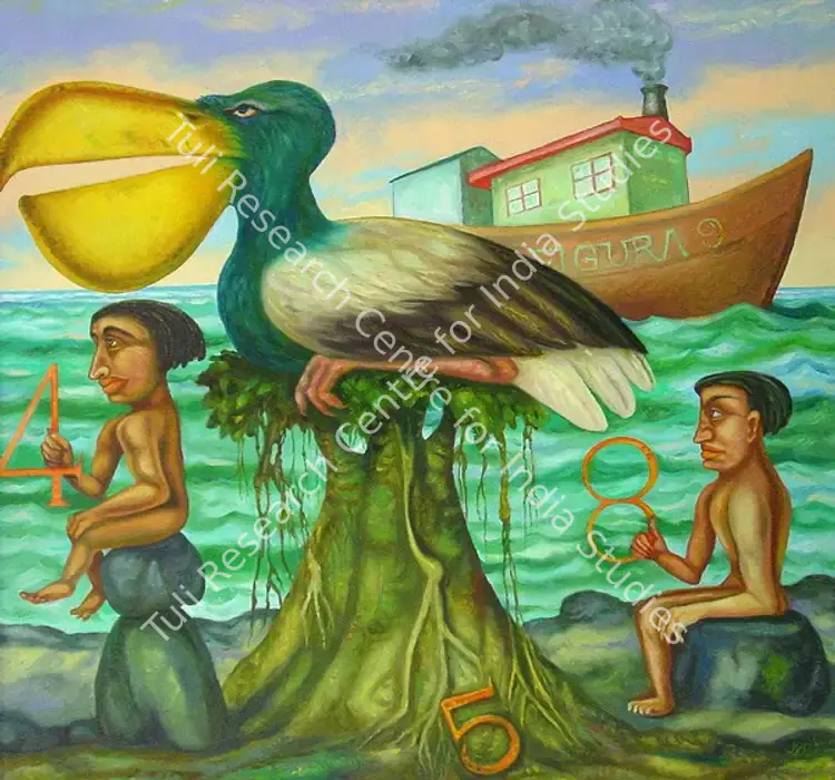 Gopikrishna (Artist). Men Waiting for Ships Four and Eight. Acrylic on canvas, 2006 | Painting | FineArts | 00645427