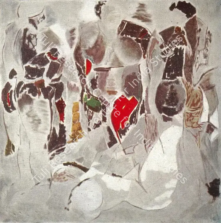 Chhabda, Bal (Artist). The Graces. Oil, 1965 | Lalit Kala Contemporary, September 1967-April 1968 | Painting | FineArts | 00534985