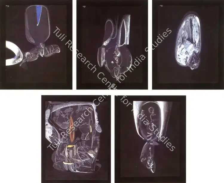 Gupta, Probir (Artist). Untitled. Five gouache, acrylic and oxide on paper, 2000 | Painting | FineArts | 00563257