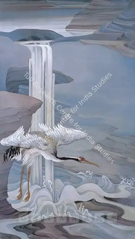Chakladar, Amalnath (Artist). Landing Bird. Tempera on card paper, 1984 | Painting | FineArts | 00575791