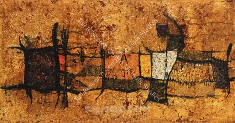 Sharma, O.P. (Artist). Bawal Village. Oil on canvas, 1957 | Painting | FineArts | 00598867