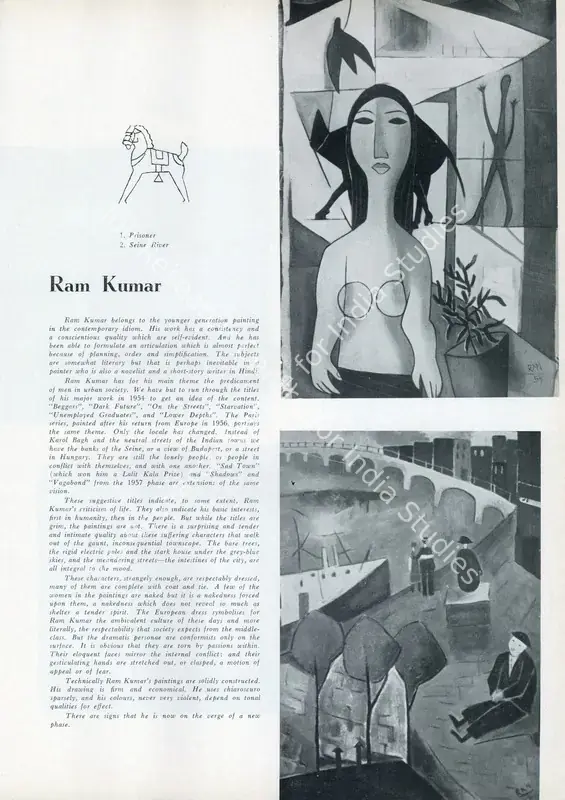 Anonymous (Essayist). Ram Kumar. In <i>Marg - The Heritage of Punjab.</i> 10(2), p. 65. Bombay: Marg, March 1957 | Essay | FineArts | 00668855