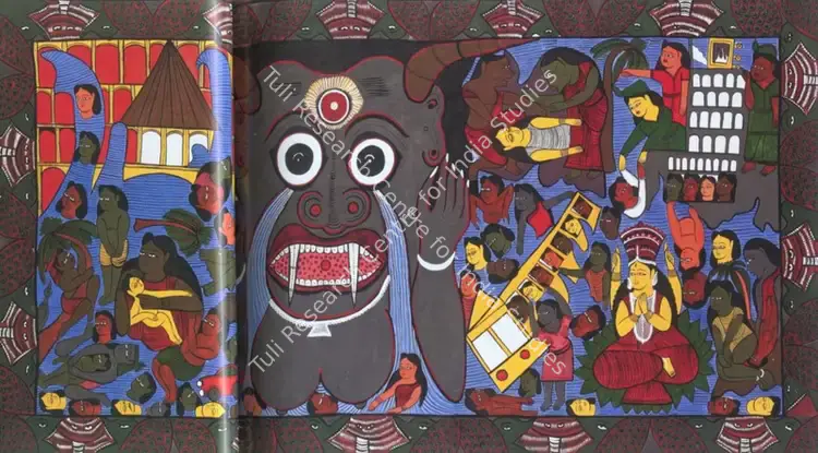 Chitrakar, Swarna (Artist). Tsunami. Fabric print, n.d. | Print | FineArts | 00562385