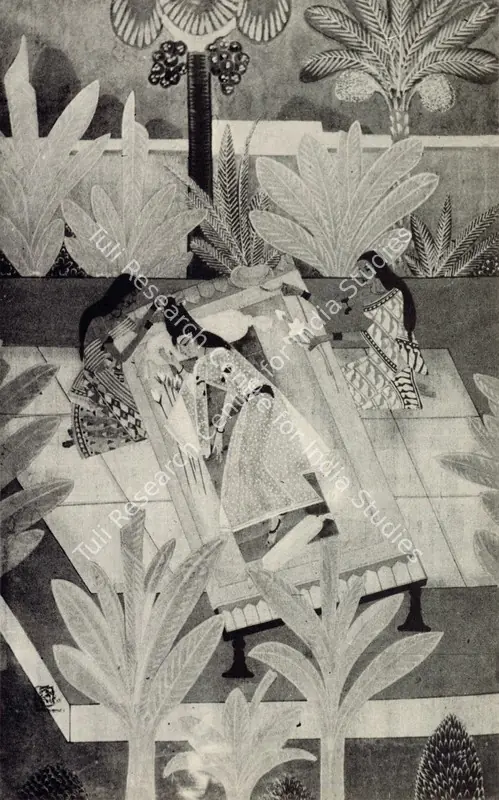 Bose, Nandalal (Artist). Radha's Viraha. Tempera on Silk, c.1930 | Marg, March 1983 | Textile | FineArts | 00674984