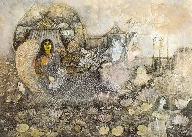 Burman, Jayshri (Artist). Untitled. Mixed media on paper, 1996 | Painting | FineArts | 00574957