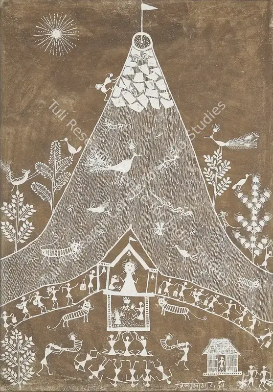 Mashe, Jivya Soma (Artist). Mahalakshmi Gadh. Natural pigment and cow dung on cloth, n.d. | Painting | EconomicsArt | 00872560