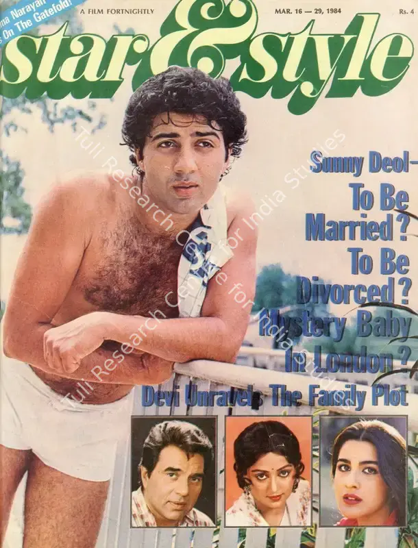 Ewing, Gulshan (Editor), Adelaide Chand, A.T. Jayanthi, Nalini Uchil and Meena Iyer (Sub-Editor). Star & Style - A Film Fortnightly. 34(6). Bombay: B.C. Venkatesh, 29 March 1984 | Magazine | CinemaEducation | 00808835