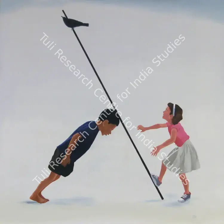 Aziz, T.M. (Artist). Boy And Girl Playing. Acrylic on canvas, 2005 | Painting | FineArts | 0023479