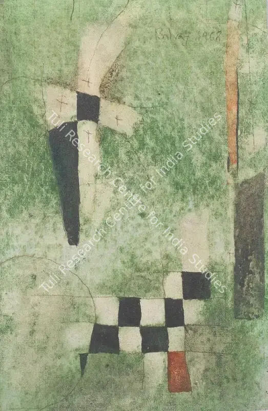 Khanna, Balraj (Artist). Untitled (Abstract). Watercolour and pen on canvas, 1968 | Painting | FineArts | 00355094