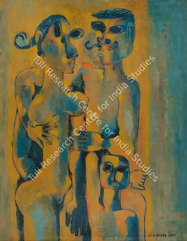 Reddy, P.T. (Artist). Family. Oil on jute, 1966 | Painting | FineArts | 00332812